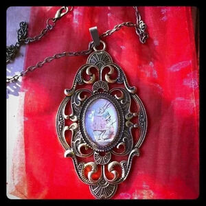 Large Alice In Wonderland Pendant with Chain NEW